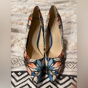 Nine West Floral Heels - Blue and Orange